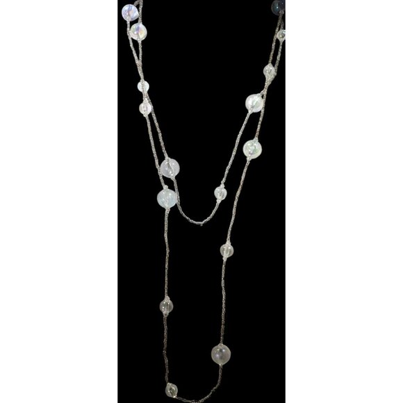 Clear Beaded Aurora Borealis Shimmer Necklace - Picture 2 of 6